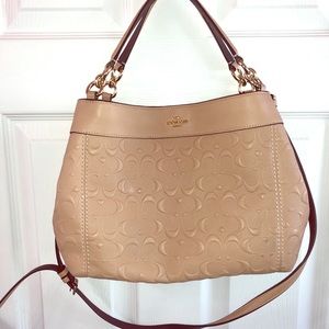 Cream Coach Embossed Bag